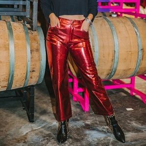 Travolta High Rise Metallic Pants